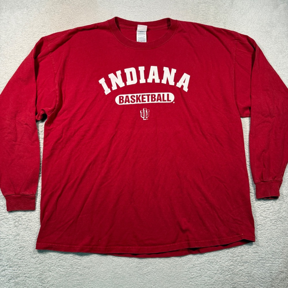 Vintage Y2K Delta Indiana Basketball Shirt Mens 2XL‎ Red Long Sleeve IU Hoosiers